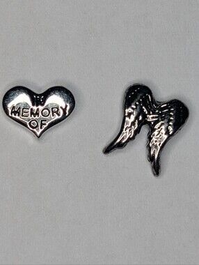 Origami Owl "In Memory Of" and Angel Wings Charm Set
